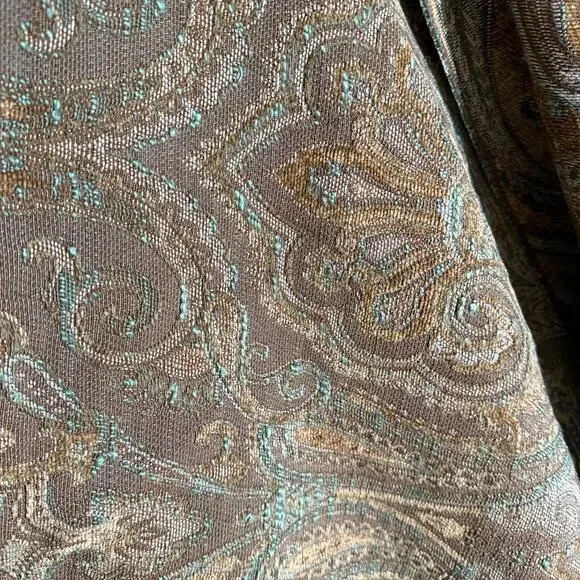 Jacquard Upholstery Fabric in Opulent Aquamarine, Silver, and Gold Pattern